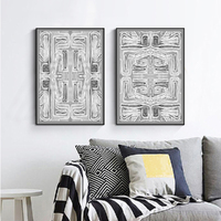 Wall Art 50cmx70cm Black White Pattern 2 Sets Black Frame Canvas thumbnail