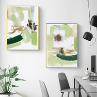 Wall Art 60cmx90cm Abstract Green Mint 2 Sets Gold Frame Canvas thumbnail