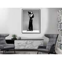 Wall Art 50cmx70cm Cher Music Black and White, Black Frame Canvas thumbnail