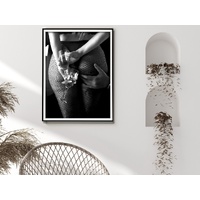 Wall Art 60cmx90cm Woman Drinking Wine In The Bar, Black Frame Canvas thumbnail