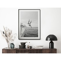 Wall Art 40cmx60cm Black and White Ocean Jump, Black Frame Canvas thumbnail