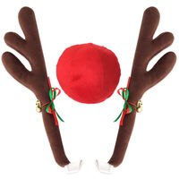 Reindeer Car Antlers and Nose Decoration Set Xmas Jingle Bells 20 sets thumbnail