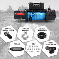 X-BULL 12000LB Electric Winch 12V synthetic rope 4WD with Recovery Tracks Gen3.0 Black thumbnail