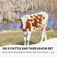 100x Cattle Ear Tags 5x4cm Set - Small Yellow Blank Sheep Pig Livestock Label thumbnail