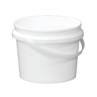 Bulk 10x 2L Plastic Buckets + Lids - Empty White With Handle - Small Food Pail thumbnail