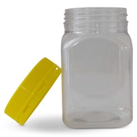 10x 500g Plastic Honey Jars + Lids - Square Clear Food Grade Packaging Containers thumbnail