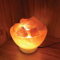 12V 12W Fire Bowl Himalayan Pink Salt Lamp Carved Rock Crystal Light Bulb On/Off thumbnail