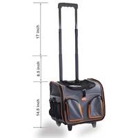 Pet Trolley Dog Cat Puppy Travel Wheeled Cart Portable Foldable Carrier Orange thumbnail