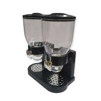 2 x 4L Double Cereal Dispenser Black - Round Rice Grains Countertop Storage thumbnail