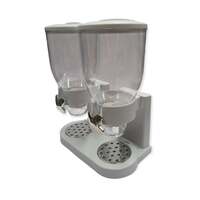 2 x 4L Double Cereal Dispenser White - Round Rice Grains Countertop Storage thumbnail