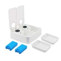 2x300ml Pet Double Timed Feeder - Dog Cat Puppy Kitten Mealtime Food Station thumbnail