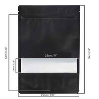 400 Resealable Mylar Stand Up Bags 36x25cm - Black Food Packaging Zip Pouch thumbnail