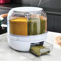 6 Grid Rotating Food Grain Dispenser 3.6L - Compartment Storage Container thumbnail
