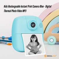 Kids Rechargeable Instant Print Camera Blue - Digital Thermal Photo Video MP3 thumbnail