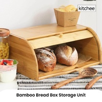 Kitchee 40cm Bamboo Bread Box - Storage Bin Keeper Kitchen Counter Container thumbnail