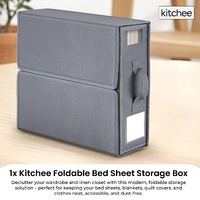 1x Kitchee Foldable Bed Sheet Storage Box – Linen & Closet Organiser Grey thumbnail