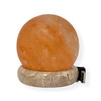USB Colour Changing Salt Himalayan Lamp - Ball Sphere Shape Pink Rock LED Light thumbnail