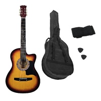Karrera 38in Acoustic Guitar Steel Strings Carry Bag Shoulder Strap Sun Burst thumbnail