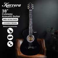 Karrera 38in Cutaway Acoustic Guitar with guitar bag - Black thumbnail