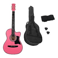 Karrera 38in Cutaway Acoustic Guitar with guitar bag - Pink thumbnail