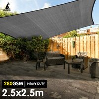 Wallaroo 280gsm Outdoor Sun Shade Sail Canopy Grey Square 2.5m X 2.5m thumbnail