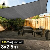 Wallaroo 280gsm Outdoor Sun Shade Sail Canopy Grey - 3m X 2.5m thumbnail