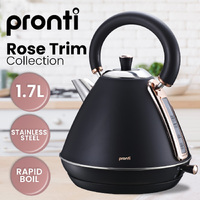 Pronti 1.7L Rose Trim Collection Kettle - Black thumbnail