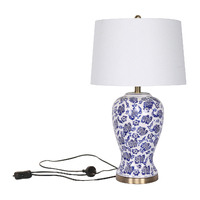 Sarantino Table Lamp Ceramic Floral Base Cotton Drum Shade thumbnail