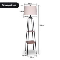 Sarantino Metal Etagere Floor Lamp Shade Metal Shelf in Wood Finish thumbnail