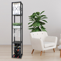 Sarantino Metal Etagere Floor Lamp with Wine Holder Shelf thumbnail