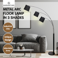 Sarantino 3-Light Arc Floor Lamp Adjustable Black 3 Shades thumbnail