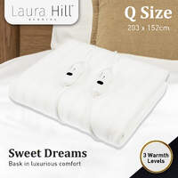 Laura Hill Electric Blanket Queen Size Fitted Underlay Winter Throw - White thumbnail