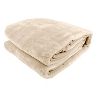 Laura Hill Mink Blanket Double Sided 600GSM Queen Size Beige thumbnail
