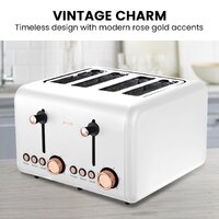 Pronti 4 Slice Toaster Rose Trim Collection - White thumbnail