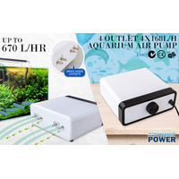 Aquarium Air Pump Oxygen Hydroponic 4 Outlet 670L/H 8W WHITE thumbnail