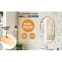 Wall Mirror Oval Aluminum Frame Bathroom 50x75cm GOLD thumbnail