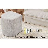 Ottoman Stool Linen Fabric Footstool Foot Rest Pouffe Pouf Seat - Cream Grey thumbnail