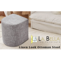 Ottoman Stool Linen Fabric Footstool Foot Rest Pouffe Pouf Seat - Dark Grey thumbnail