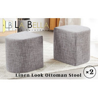 2X Ottoman Stool Linen Fabric Footstool Foot Rest Pouffe Pouf Seat - Dark Grey thumbnail