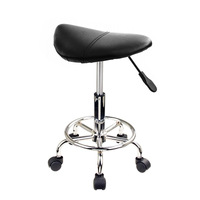 Swivel Salon Barber Stool Chair Saddle Type BLACK thumbnail