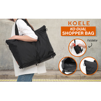 Shopper Bag Tote Bag Foldable Travel Laptop Grocery Nylon KO-DUAL BLACK thumbnail