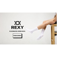 10X Rexy 3D Seamless Crew Socks Medium Slim Breathable WHITE thumbnail