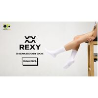 5X Rexy 3D Seamless Crew Socks Small Slim Breathable WHITE thumbnail