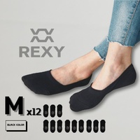 12X Rexy Cushion No Show Ankle Socks Medium Non-Slip Breathable BLACK thumbnail