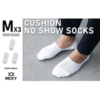 3X Rexy Cushion No Show Ankle Socks Medium Non-Slip Breathable WHITE thumbnail