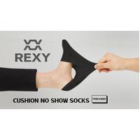 3X Rexy Cushion No Show Ankle Socks Small Non-Slip Breathable BLACK thumbnail