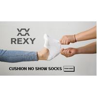 3X Rexy Cushion No Show Ankle Socks Small Non-Slip Breathable WHITE thumbnail