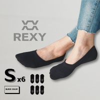 6X Rexy Cushion No Show Ankle Socks Small Non-Slip Breathable BLACK thumbnail