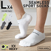 4X Rexy Seamless Sport Sneakers Socks Large Non-Slip Heel Tab MULTI COLOUR thumbnail