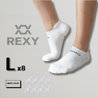 8X Rexy Seamless Sport Sneakers Socks Large Non-Slip Heel Tab WHITE thumbnail